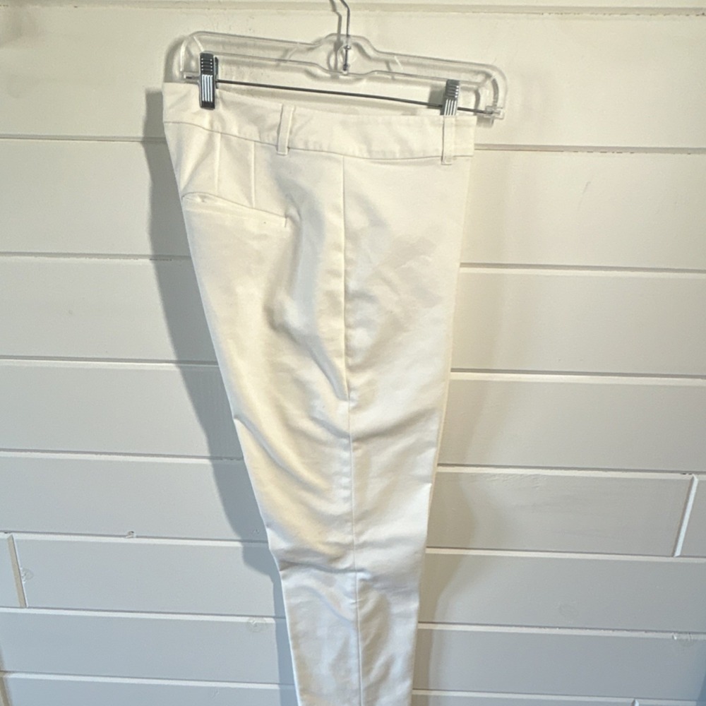 White House Black Market Women's White Pants Zip Button Flat Front Solid